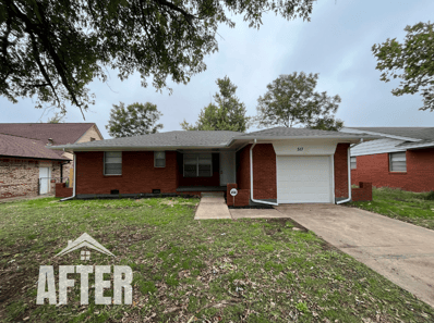 Curbside view of renovated property, titled "After"