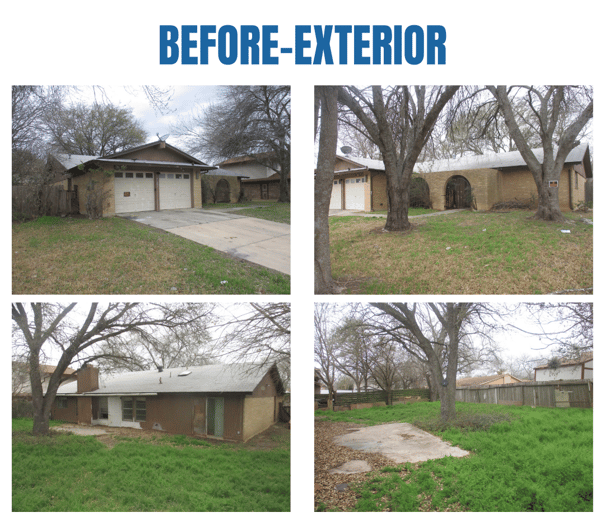 Photo collage of "before" exterior photos