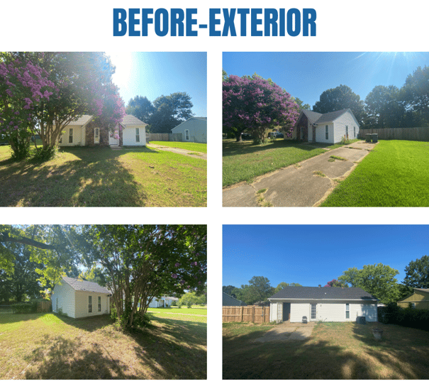 Photo collage of "before" exterior photos