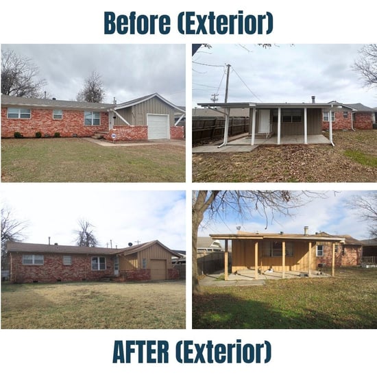 Exterior before and after