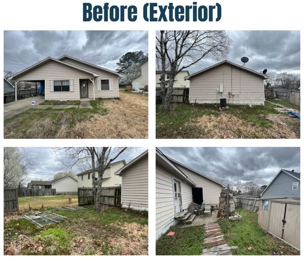 Photo collage of "before" exterior photos