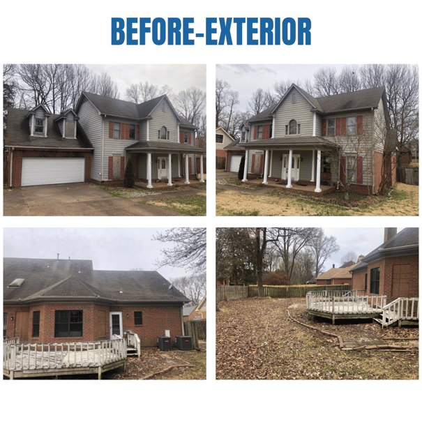 Photo collage of "before" exterior photos