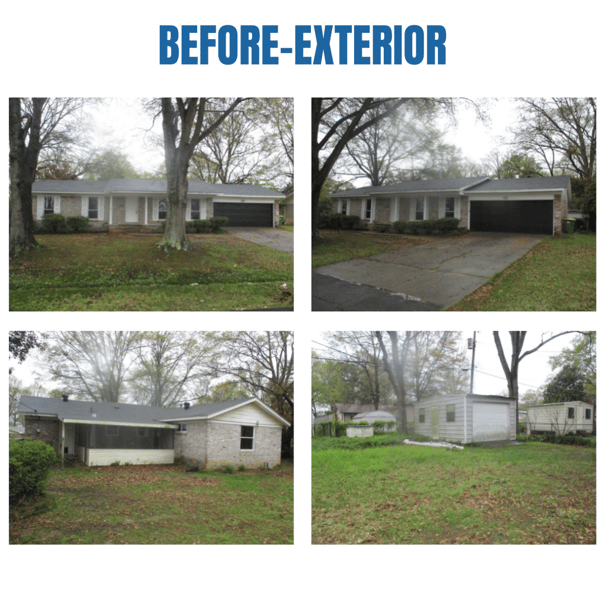 Photo collage of "before" exterior photos