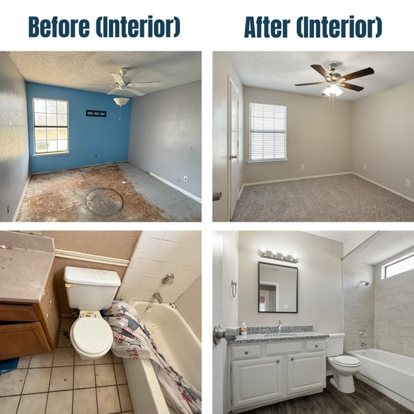 3709 Bond Street Before and After BedroomBathroom