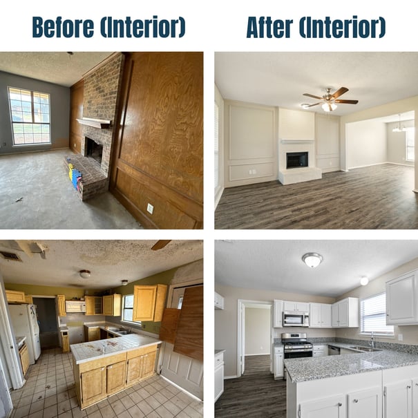 3709 Bond Street Before and After KitchenLiving Room