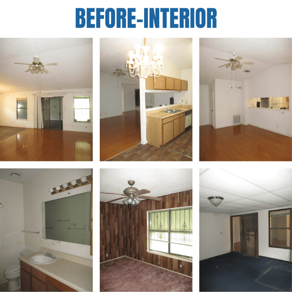 Photo collage of "before" interior photos