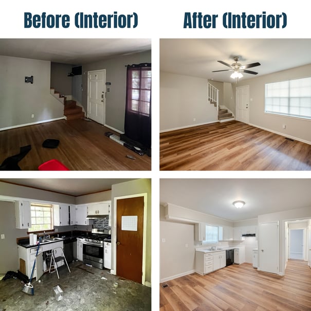 6205 Chippewa Drive Before and After Kitchen_Living Room