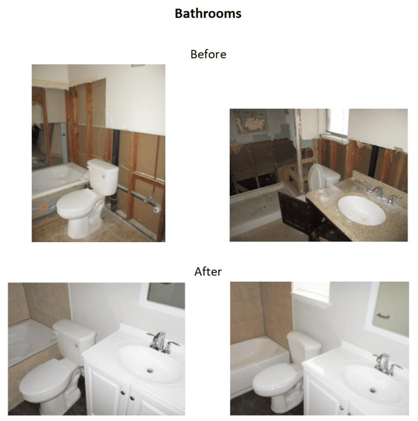 before and after bathroom photos