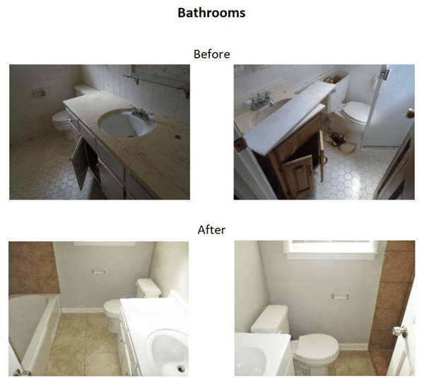 before and after bathroom photos