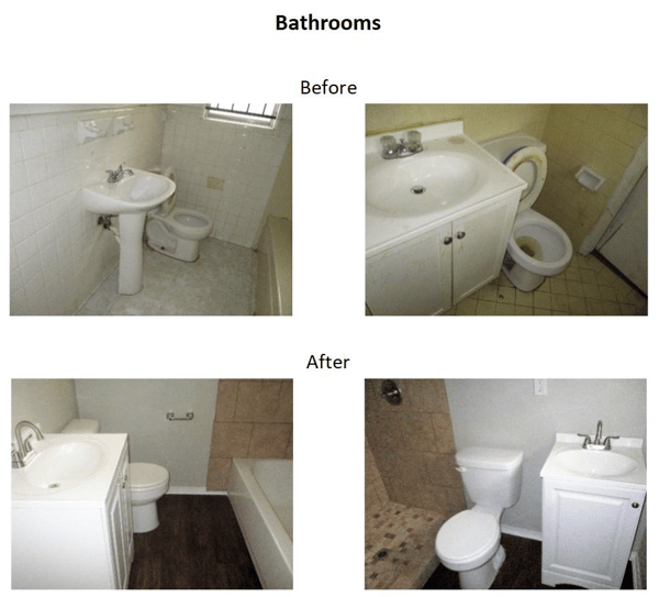 before and after bathroom photos