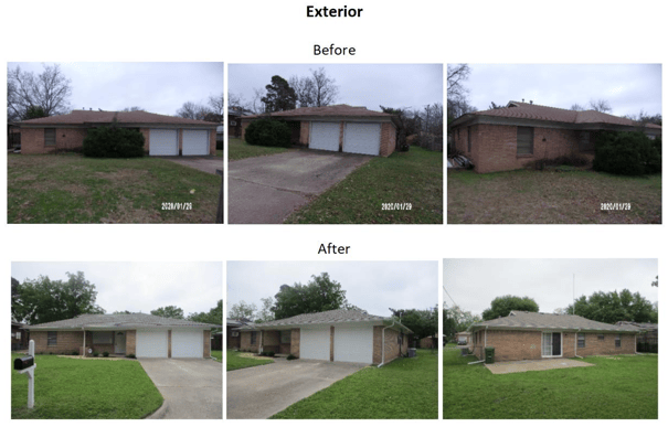 before and after exterior photos