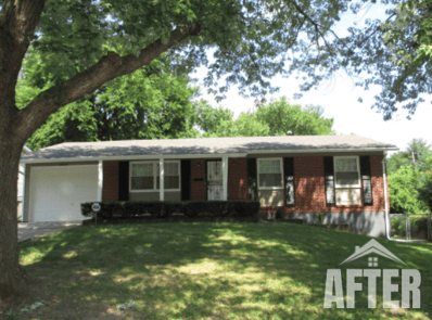 Front view of house, with "After" caption