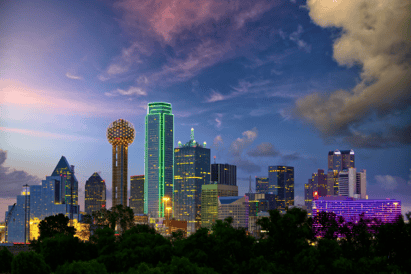 dallas skyline at dusk