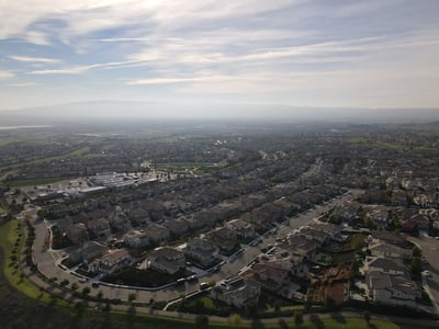 Overhead view of California neighborhood