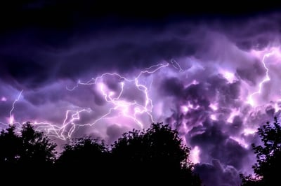 Lightning in night sky