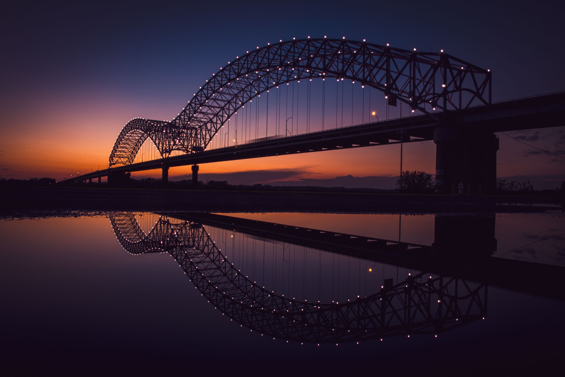 The Memphis Bridge at sunset